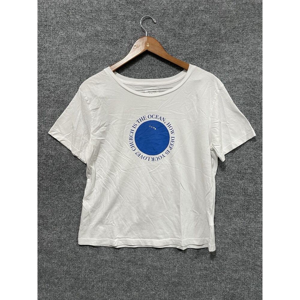 Salvage Public Honolulu White Shirt Short Sleeve Church Is The Ocean Size Large
